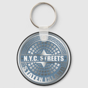 Manhole Staten Island Blue Key Ring