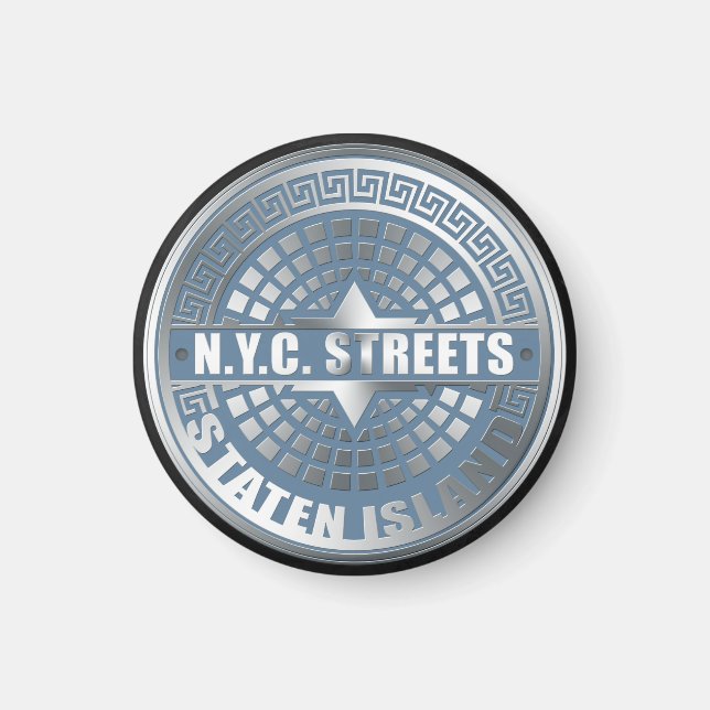 Manhole Staten Island Blue Magnet (Front)