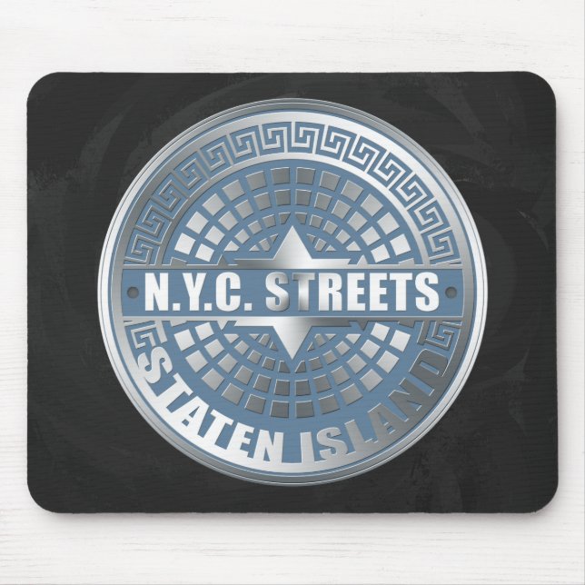 Manhole Staten Island Blue Mouse Mat (Front)