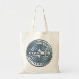 Manhole Staten Island Blue Tote Bag