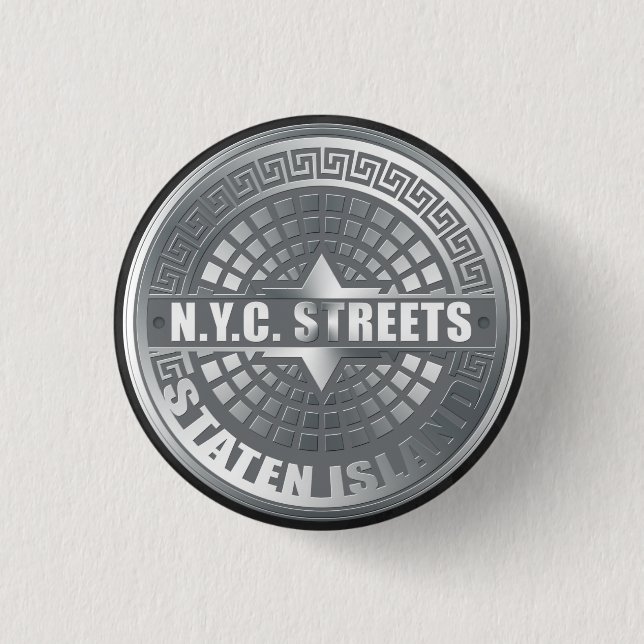 Manhole Staten Island Grey 3 Cm Round Badge (Front)