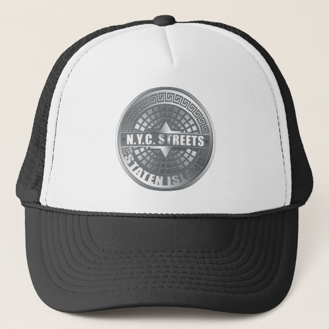 Manhole Staten Island Grey Trucker Hat (Front)