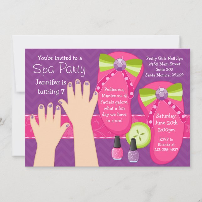 Mani Pedi Spa Birthday Party Invitation (Front)