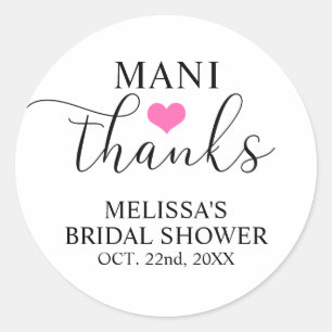 MANI Thanks Bridal Baby Shower Nail Polish Classic Round Sticker