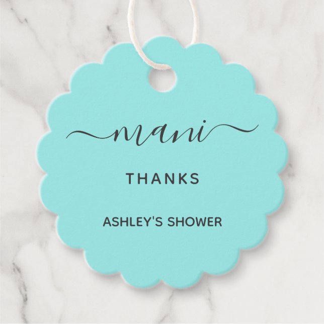 Mani Thanks Bridal Shower Manicure Favour Gift Tag (Front)