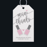 Mani Thanks Bridal Shower Thank You Tag, Pink Gift Tags<br><div class="desc">Say,  "Thank You!" to your shower guest and hosts by adding this fun thank you tag to your giveaways! 

Accent colour is editable by using the colour picker during customisation mode.</div>