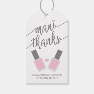 Mani Thanks Bridal Shower Thank You Tag, Pink Gift Tags