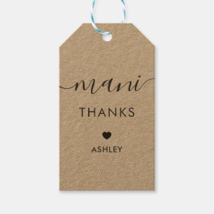 Mani Thanks Tags, Manicure Kit Gift Tag, Kraft Gift Tags