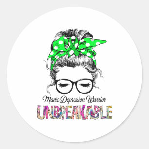 Manic Depression Awareness Ribbon Support Gifts Classic Round Sticker