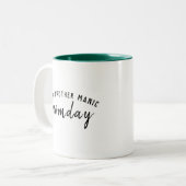 Manic Momday | Busy Mum Modern Mother's Day Pun Two-Tone Coffee Mug (Front Left)