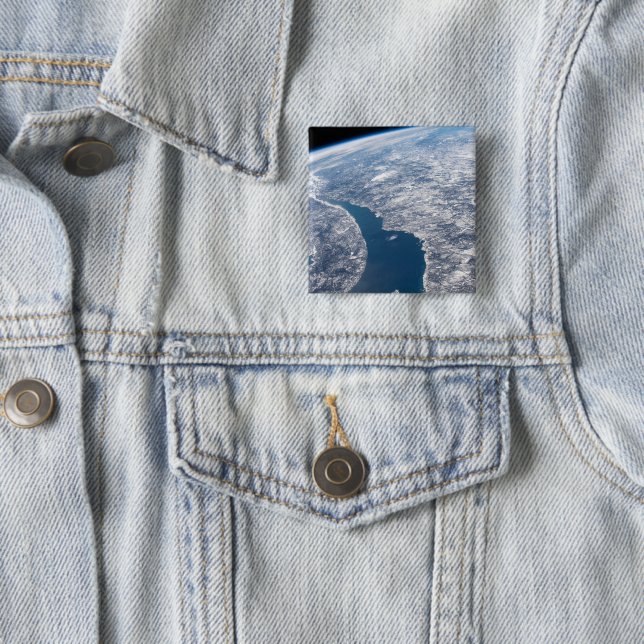 Manicouagan Crater And The St. Lawrence River 15 Cm Square Badge (In Situ)