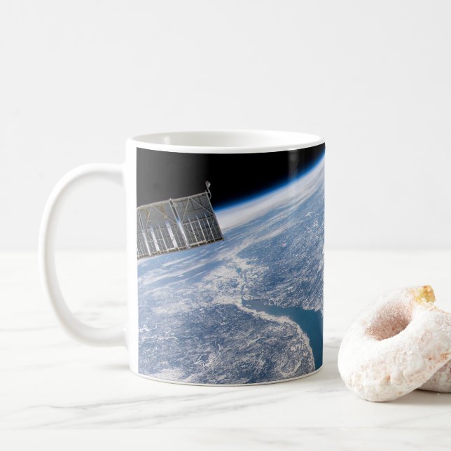 Manicouagan Crater And The St. Lawrence River Coffee Mug (With Donut)