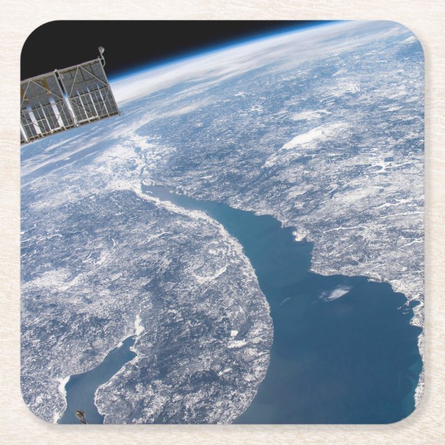 Manicouagan Crater And The St. Lawrence River Square Paper Coaster (Front)