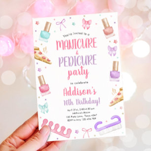 Manicure and Pedicure Bow Mani-Pedi Party Birthday Invitation