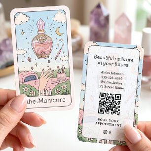 Manicure Artist Pink Celestial Tarot Business Card