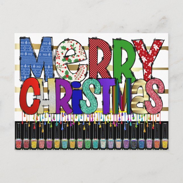 Manicure Nail Art Christmas Postcard (Front)
