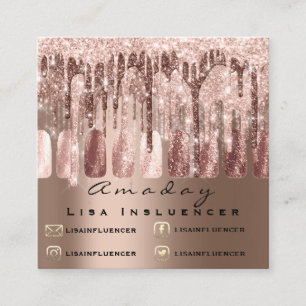 Manicure Nail Artist Drips Glitter Social Media Square Business Card