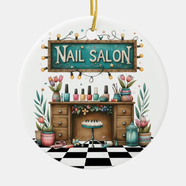 Manicure Nail Salon  Ceramic Ornament (Front)