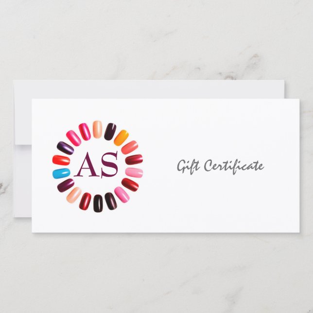 Manicure Nail Salon Gift Certificate Simple White Thank You Card (Front)