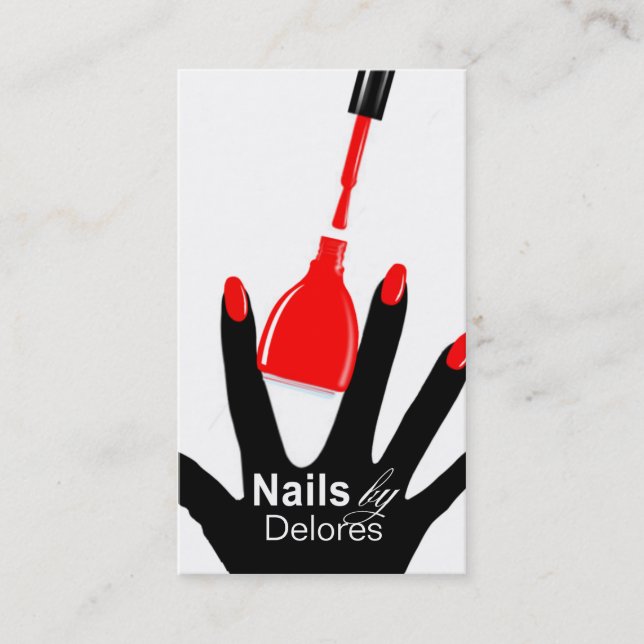 MANICURE PEDICURE Nail Salon red Business Card (Front)
