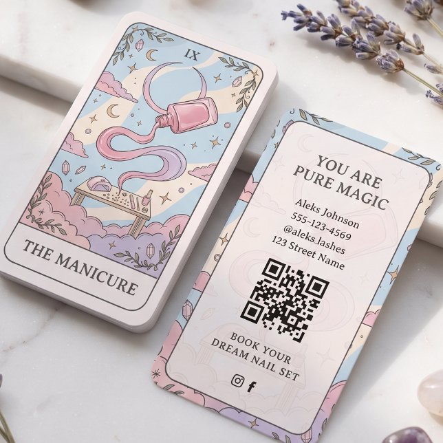 Manicure  Pink Celestial QR Code Business Card (Creator Uploaded)