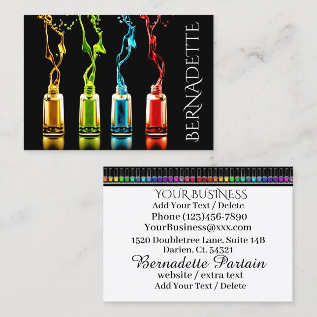 Manicure Salon - Nail Technician - Nail Art  Busin Business Card (Front/Back)