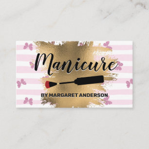 Manicure   Stripes Butterflies   Gold Foil Appointment Card