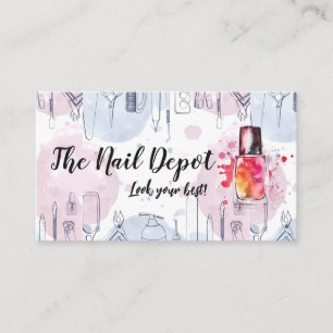 Manicure Tools   Watercolor Drawings   Artistic Business Card