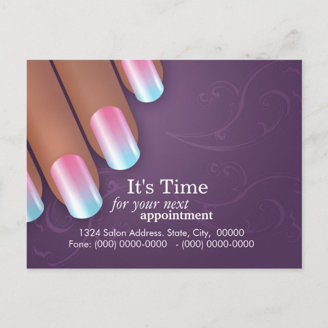 Manicurist Appointment Reminder Postcarrd Announcement Postcard (Front)