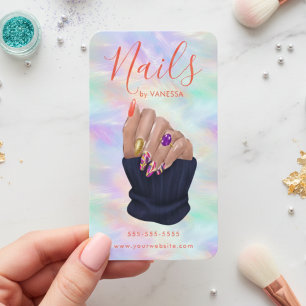 Manicurist Artist Stylish Opal Nail Art Studio Business Card