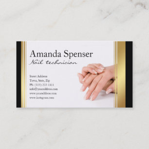Manicurist Black & Gold Border French Manicure Business Card