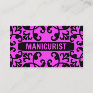 Manicurist Hot Pink Damask Business Card