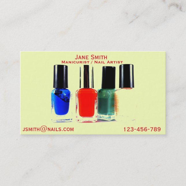 Manicurist, Nail Artist, Nail Technician freelance Business Card (Front)