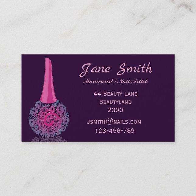 Manicurist, Nail Artist, Nail Technician freelance Business Card (Front)
