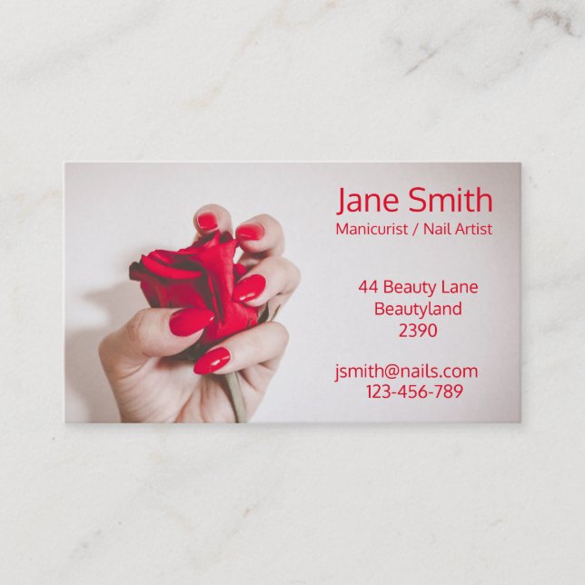 Manicurist, Nail Artist, Nail Technician freelance Business Card (Front)