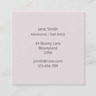Manicurist, Nail Artist, Nail Technician freelance Square Business Card