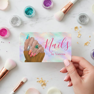 Manicurist Nail Artist Studio Chic Iridescent Opal Business Card
