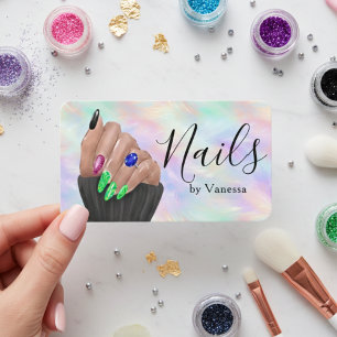 Manicurist Nail Artist Stylish Opal Iridescent Business Card