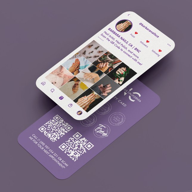 Manicurist Nail Artist Tech  IG Dusty Purple Business Card (Manicurist Nail Artist Tech IG Loyalty Purple Business Card
)