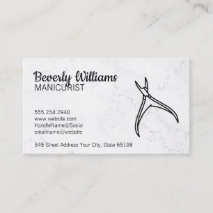 Manicurist   Nail Clipper   Marble Background Business Card