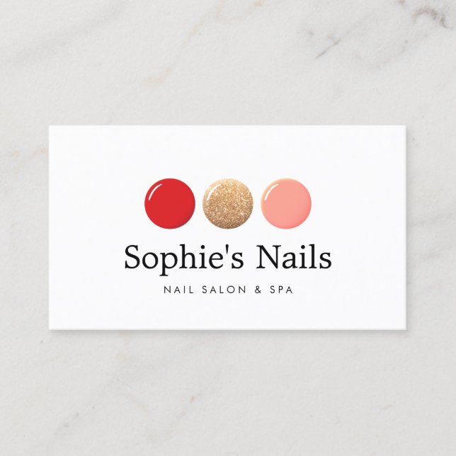 Manicurist Nail Salon Glitter Polish Drops Logo Business Card (Front)