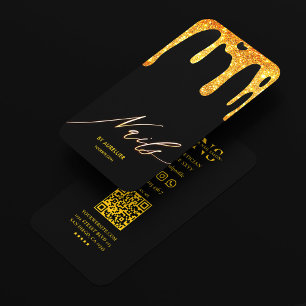 Manicurist Nail Tech Black Yellow Drip Business Card