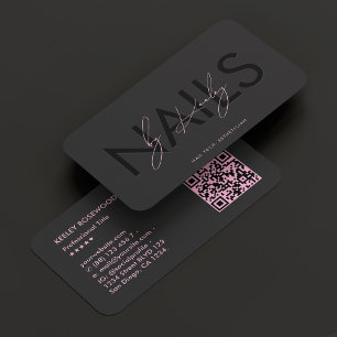 Manicurist Nail Tech Nail Artist Black Pink Business Card