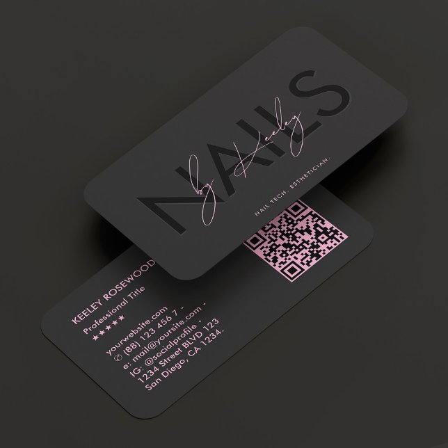 Manicurist Nail Tech Nail Artist Black Pink Business Card (Manicurist Nail Tech Nail Artist Black Pink Business Card
)