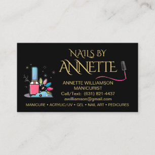 Manicurist Nail Technician Black Gold Name Business Card