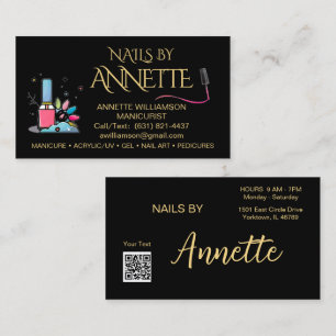 Manicurist Nail Technician Black Gold Name Business Card