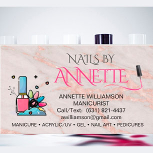 Manicurist Nail Technician Blush Rose Marble    Business Card