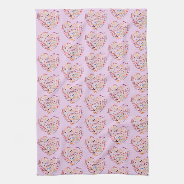 Manicurist Nail Technician Tool Heart Tea Towel (Vertical)