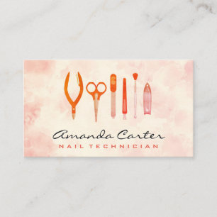 Manicurist Nail Tools   Watercolor Background Business Card