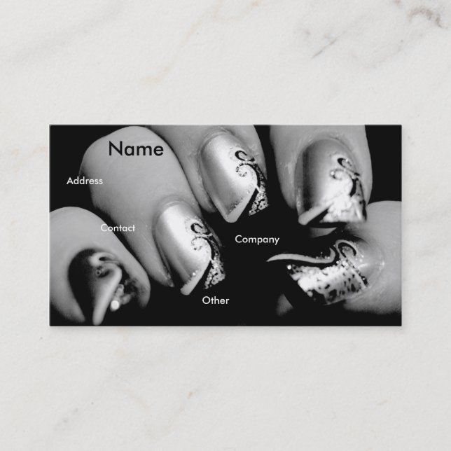 Manicurist Nails In Black & White I Business Card (Front)